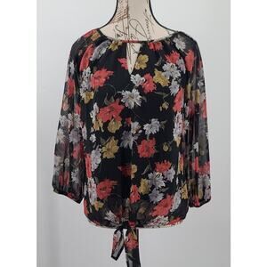 West Kei Stitch Fix ladies top black red floral Size Small Whimsigoth office